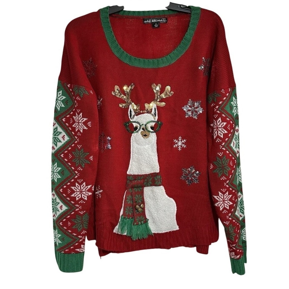 United States Sweater Llama Animal Farm Ugly Christmas Sweater Size L Fa La La
